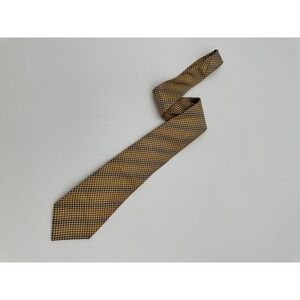 Roberto Villini Tie Mens Silk Geometric Diamond Grid Gold Navy Blue 3.75 Wide